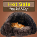 Warm Cat Sleeping Bags Pet Beds Half Cover Winter Nest Kitty House Cats Bed Brown 2 Size #K