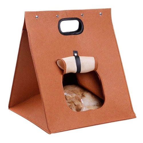 3 In 1 Pet Cat Felt Beds House Handbags Portable