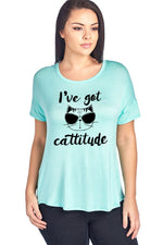 Ive Got Cattitude W Funny Cat Face Design Short
