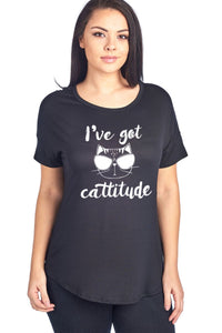 Ive Got Cattitude W Funny Cat Face Design Short