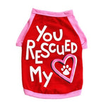 Letter You Rescued My Heart Pet Kitty Dog T Shirt