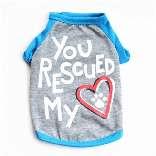 Letter You Rescued My Heart Pet Kitty Dog T Shirt