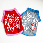 Letter You Rescued My Heart Pet Kitty Dog T Shirt