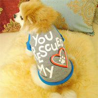 Letter You Rescued My Heart Pet Kitty Dog T Shirt