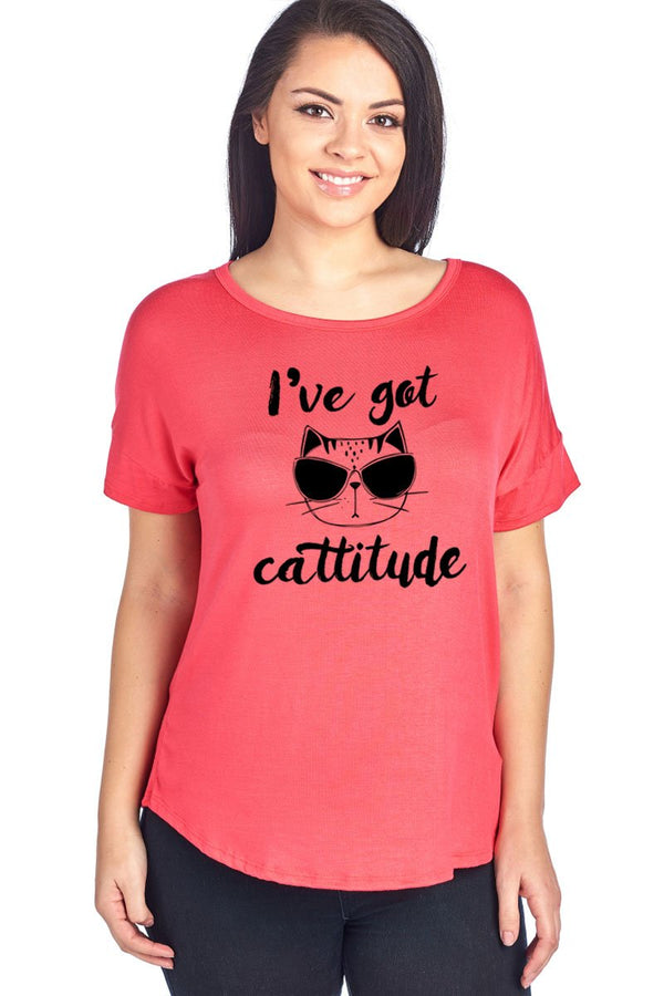 Ive Got Cattitude W Funny Cat Face Design Short