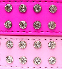 Deep Pink 2-Row Rhinestone Diamante Dog Collars