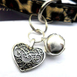 Filigree Heart & Bell Cat Collar Charm