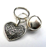 Filigree Heart & Bell Cat Collar Charm