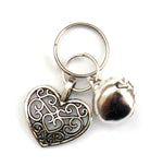 Filigree Heart & Bell Cat Collar Charm