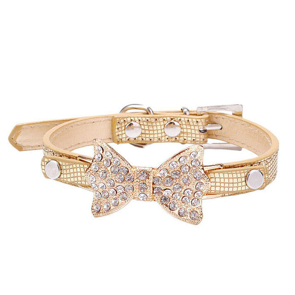 Hot Sale Dog Collars Bowknot  Bling Rhinestones Dog Collar Pets Collar Dog Neck Pet Supplies Dog Products - Collar - Molly Brands - Molly Brands