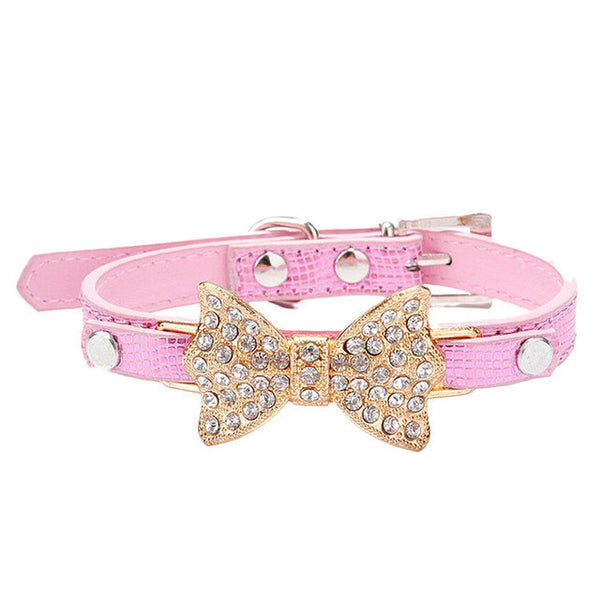 Hot Sale Dog Collars Bowknot  Bling Rhinestones Dog Collar Pets Collar Dog Neck Pet Supplies Dog Products - Collar - Molly Brands - Molly Brands