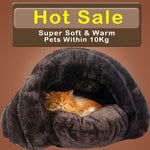 Warm Cat Sleeping Bags Pet Beds Half Cover Winter Nest Kitty House Cats Bed Brown 2 Size #K - Bedding - Molly Brands - Molly Brands