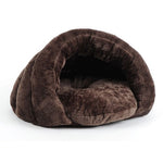 Warm Cat Sleeping Bags Pet Beds Half Cover Winter Nest Kitty House Cats Bed Brown 2 Size #K - Bedding - Molly Brands - Molly Brands