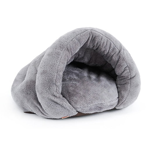 Warm Cat Sleeping Bags Pet Beds Half Cover Winter Nest Kitty House Cats Bed Brown 2 Size #K - Bedding - Molly Brands - Molly Brands